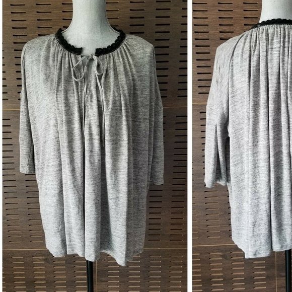 Undiscovered Eye Nelo Linen Knit Peasant Top - Picture 2 of 3